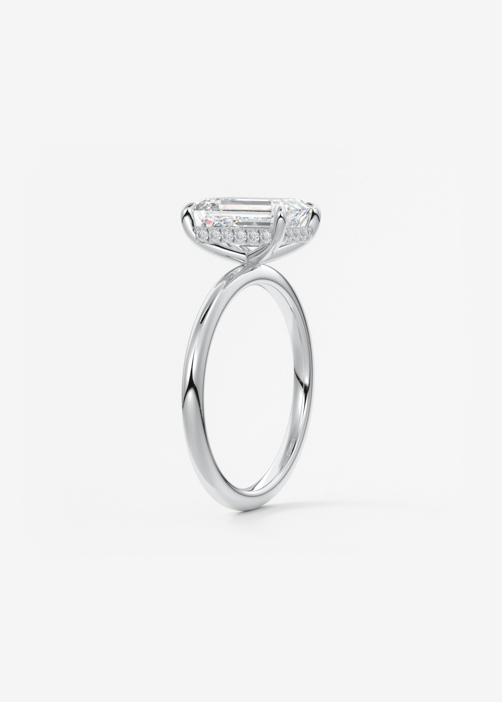 Emerald Hidden Halo Lab Grown Diamond Engagement Ring
