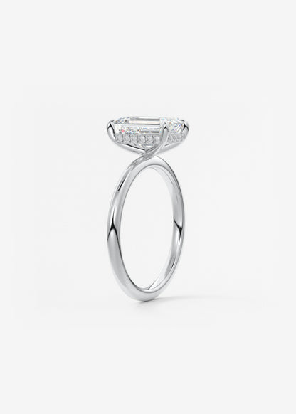 Emerald Hidden Halo Lab Grown Diamond Engagement Ring