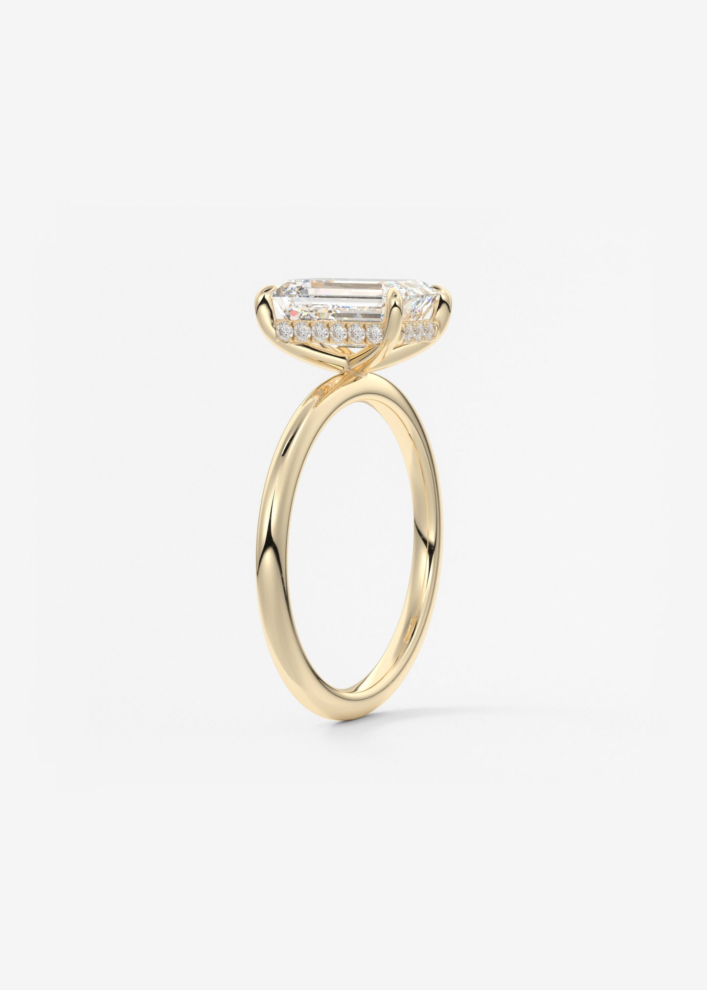 Emerald Hidden Halo Lab Grown Diamond Engagement Ring