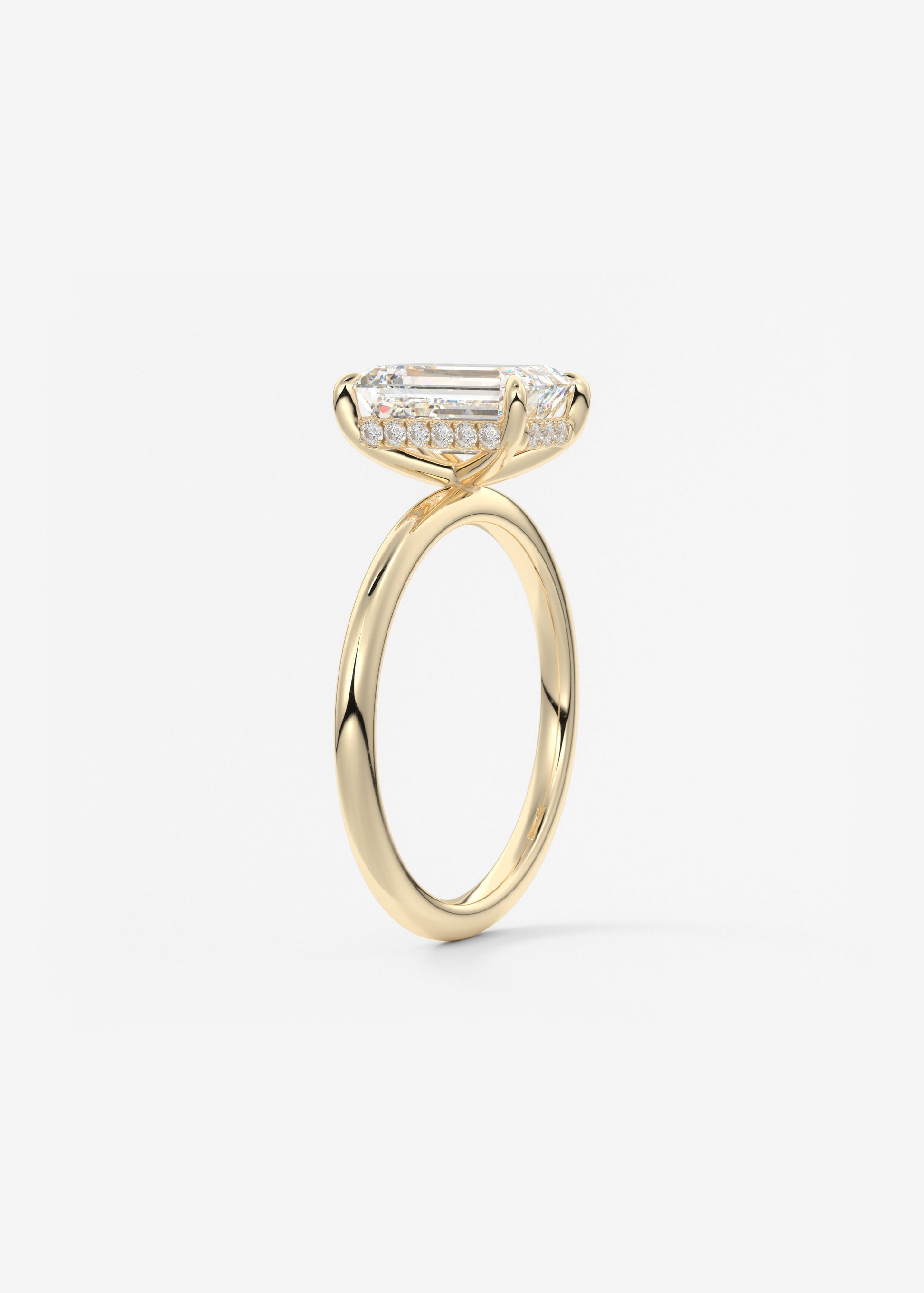 Emerald Hidden Halo Lab Grown Diamond Engagement Ring