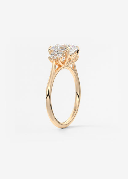 Asscher Three Stone Lab Grown Diamond Engagement Ring