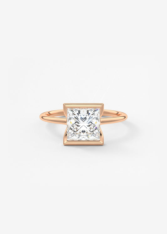 Princess Half Bezel Lab Grown Diamond Engagement Ring