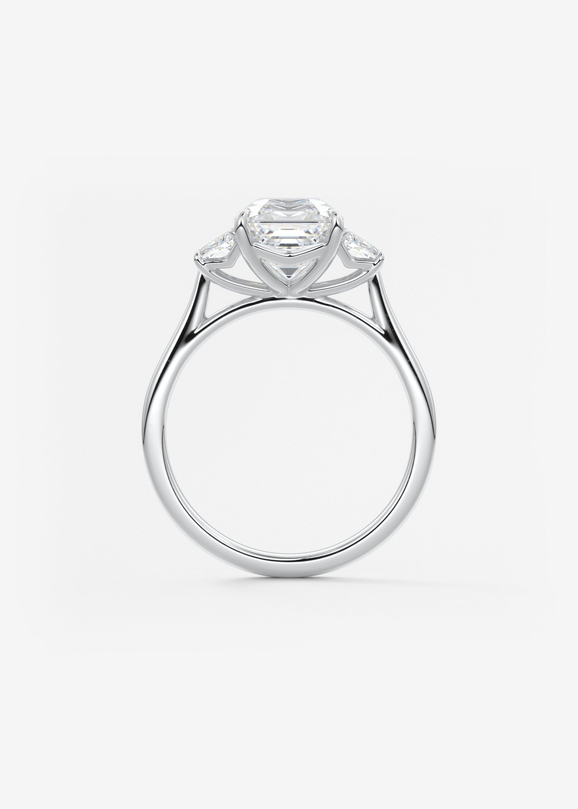 Asscher Three Stone Lab Grown Diamond Engagement Ring
