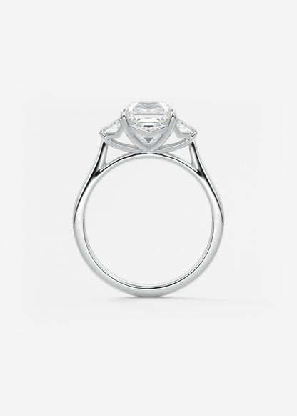 Asscher Three Stone Lab Grown Diamond Engagement Ring