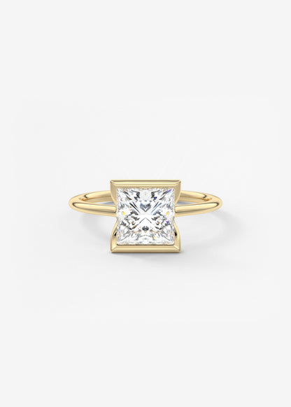 Princess Half Bezel Lab Grown Diamond Engagement Ring