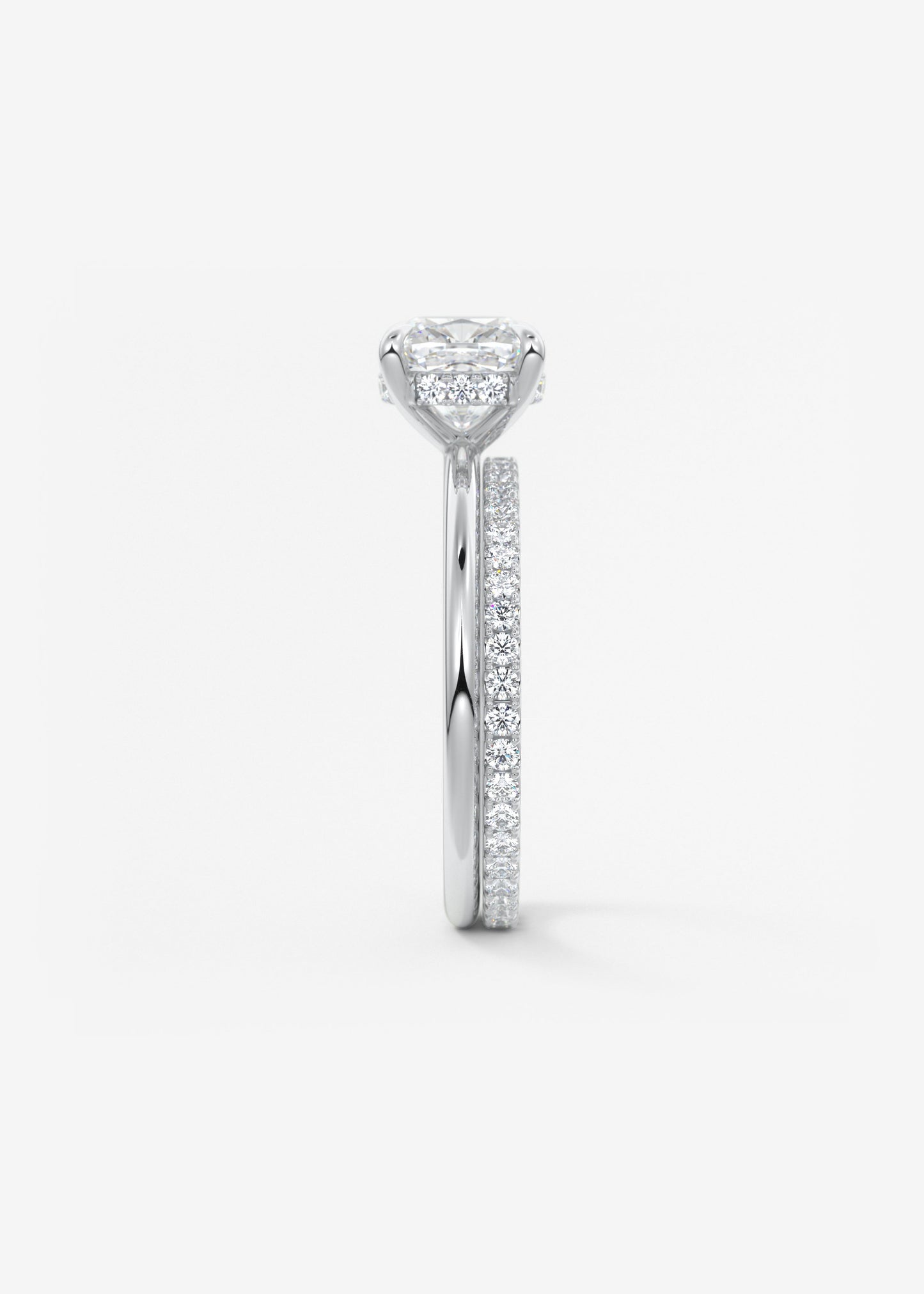 Cushion Hidden Halo Lab Grown Diamond Engagement Ring