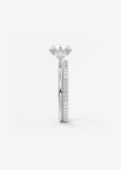 Round Three Stone Lab Grown Diamond Engagement Ring