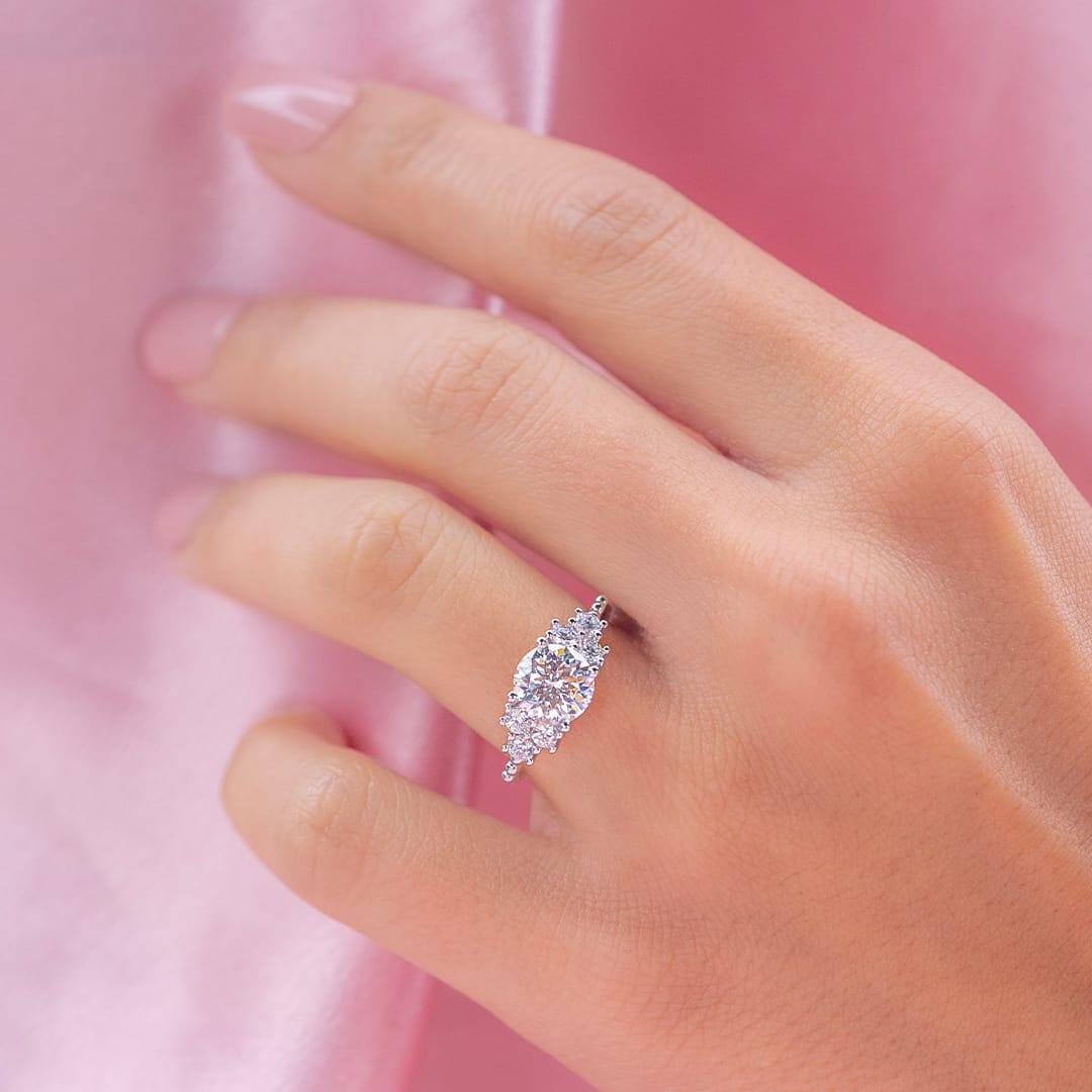 Round Cluster Lab Grown Diamond Engagement Ring