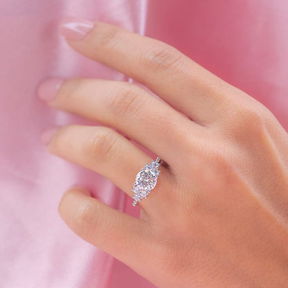 Round Cluster Lab Grown Diamond Engagement Ring
