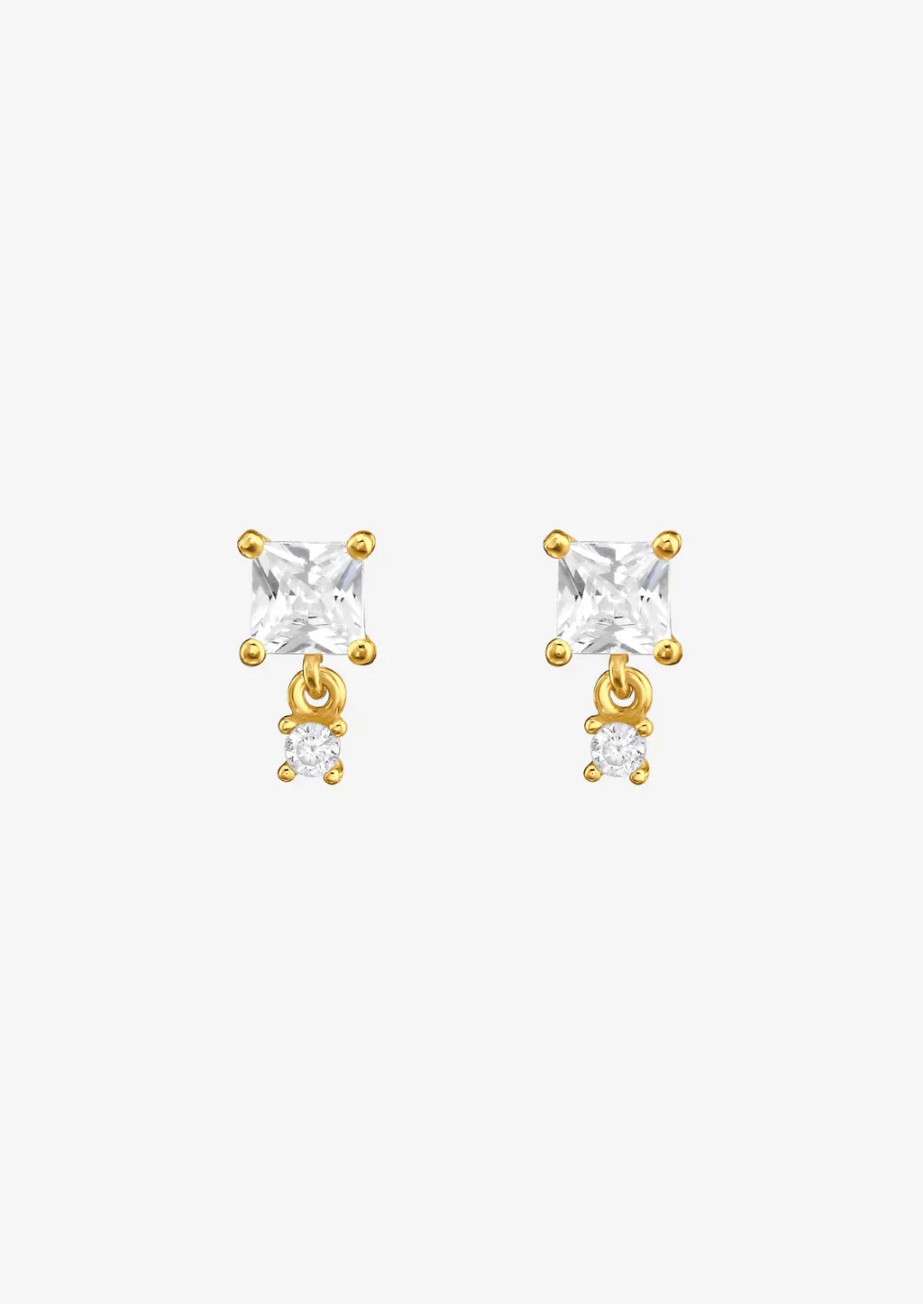 0.8 TCW Princess & Round Cut Moissanite Drop Earrings