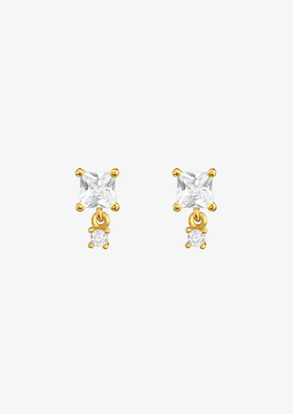 0.8 TCW Princess & Round Cut Moissanite Drop Earrings