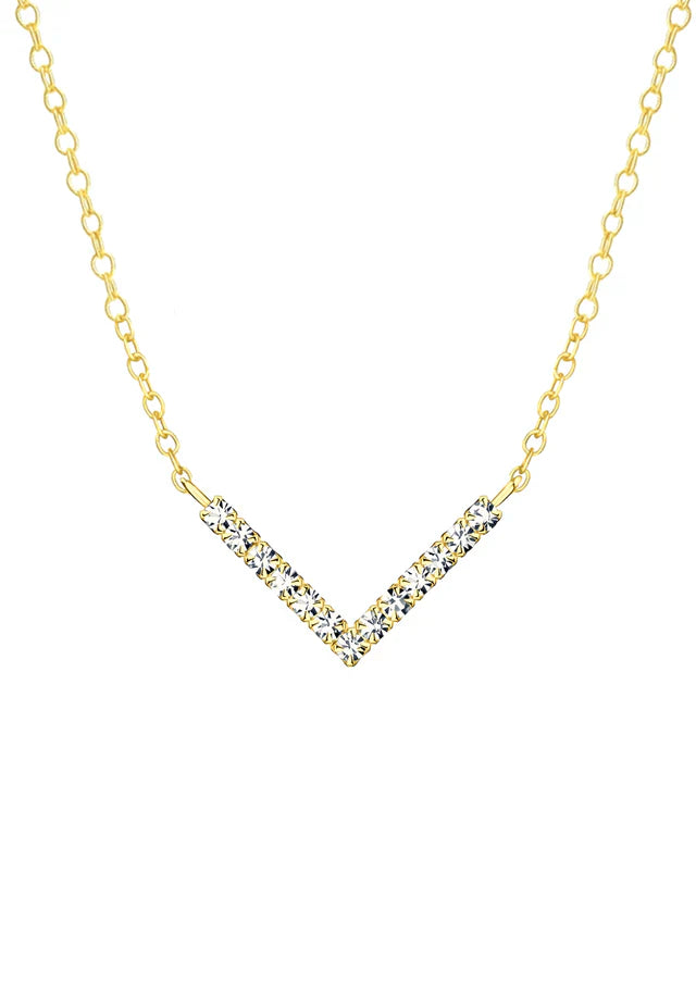 0.2 TCW Round Cut V Shaped Moissanite Necklace