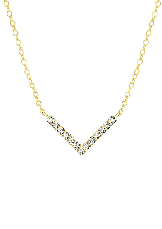 0.2 TCW Round Cut V Shaped Moissanite Necklace