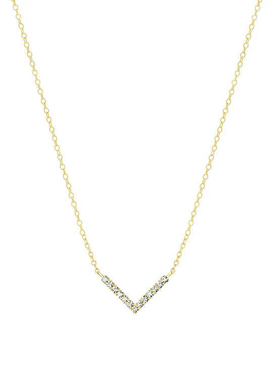 0.2 TCW Round Cut V Shaped Moissanite Necklace