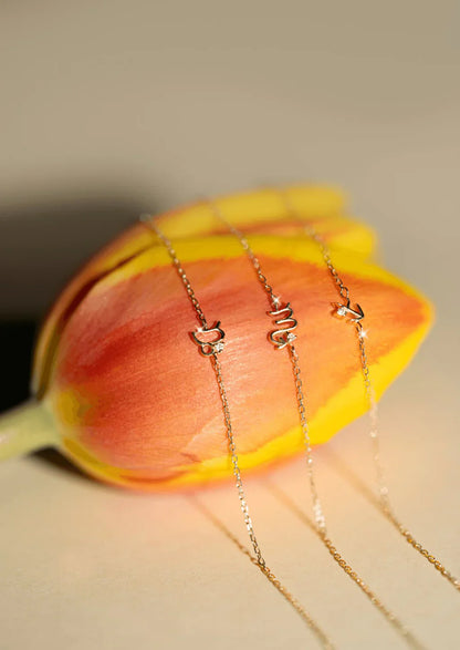 0.01 TCW Round Cut Moissanite Single Stone Zodiac Chain Bracelet