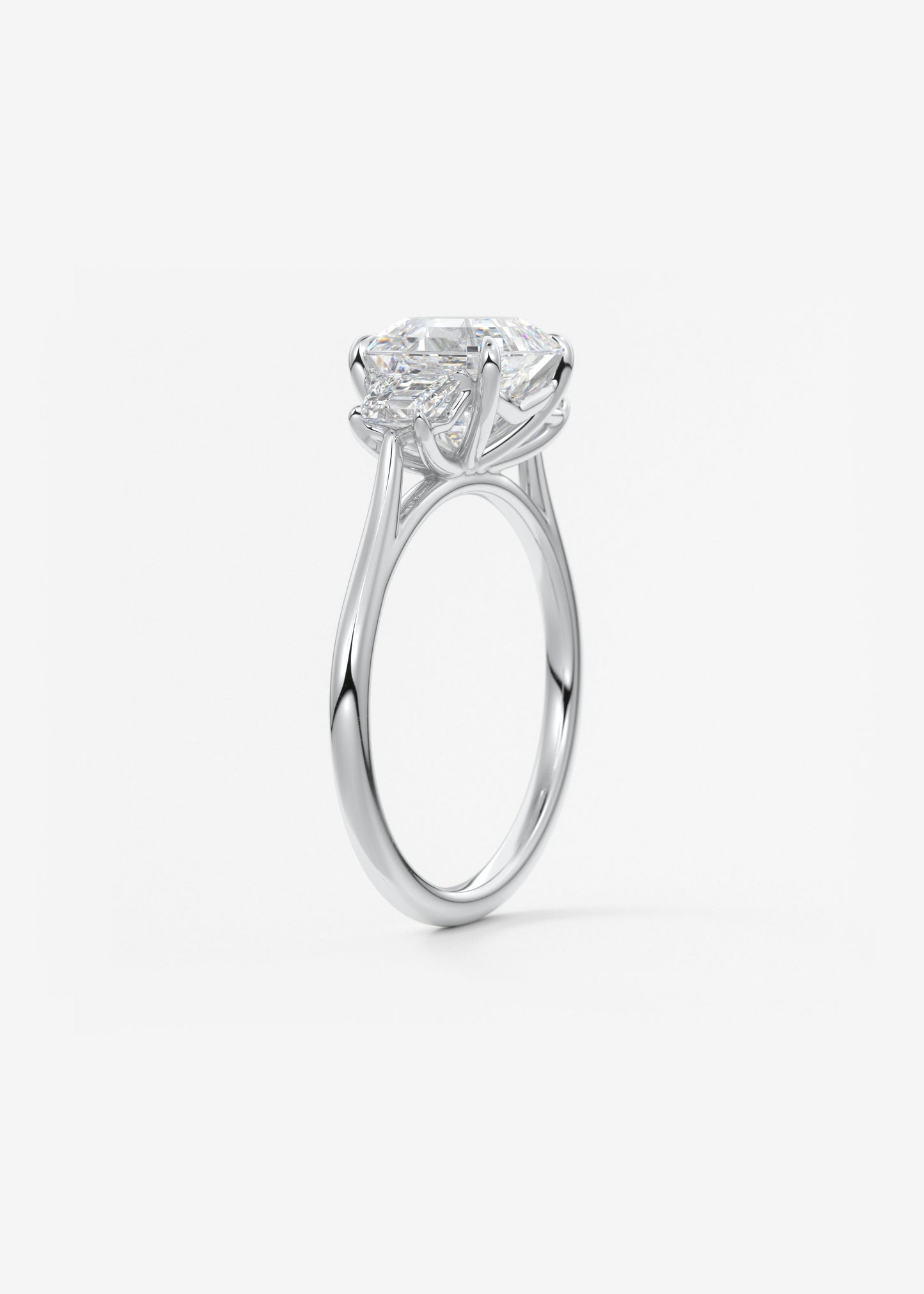Asscher Three Stone Lab Grown Diamond Engagement Ring