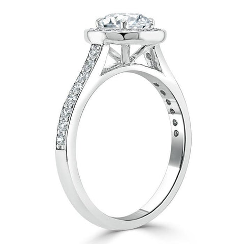 0.75 CT Round Cut Halo Pave Moissanite Engagement Ring 3