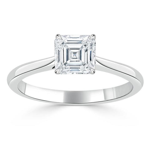 1.0 CT Asscher Cut Solitaire Moissanite Engagement Ring 2