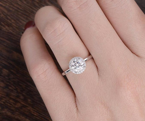 1.90 CT Round Cut Halo Moissanite Engagement Ring 3