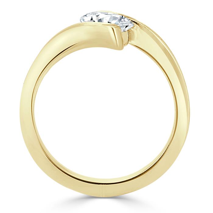 0.75 CT Oval Cut Solitaire Bypass Setting Moissanite Engagement Ring 6