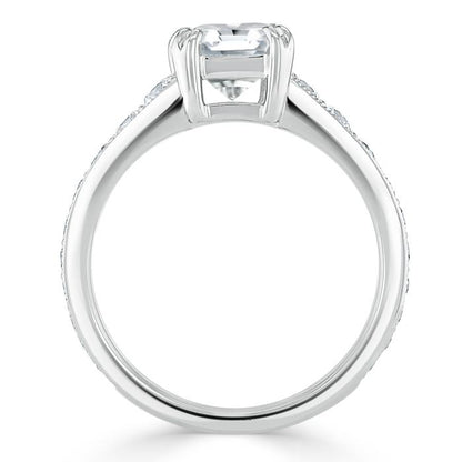 1.5 CT Cushion Cut Solitaire Channel Pave Moissanite Engagement Ring 4