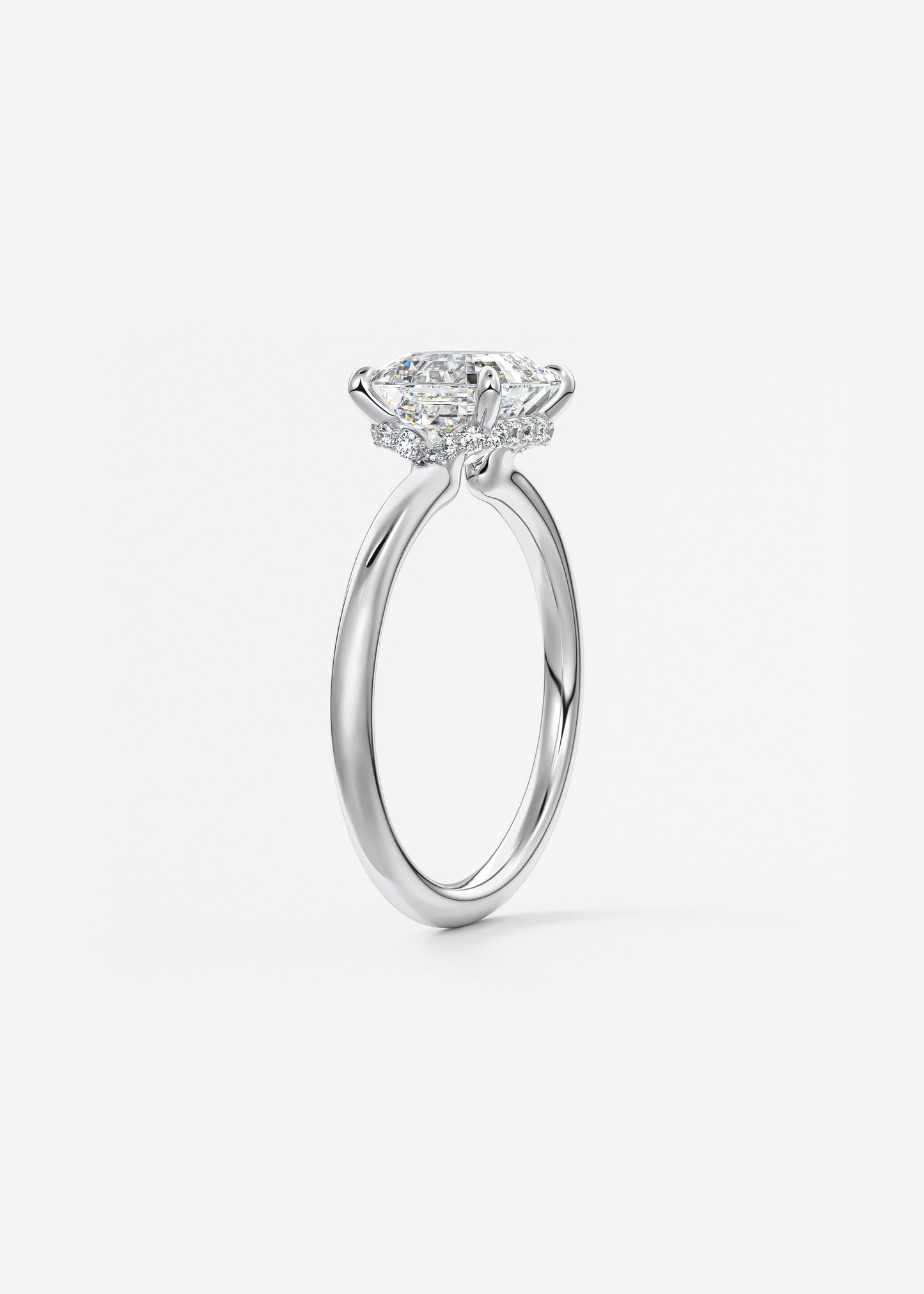 Asscher Hidden Halo Lab Grown Diamond Engagement Ring