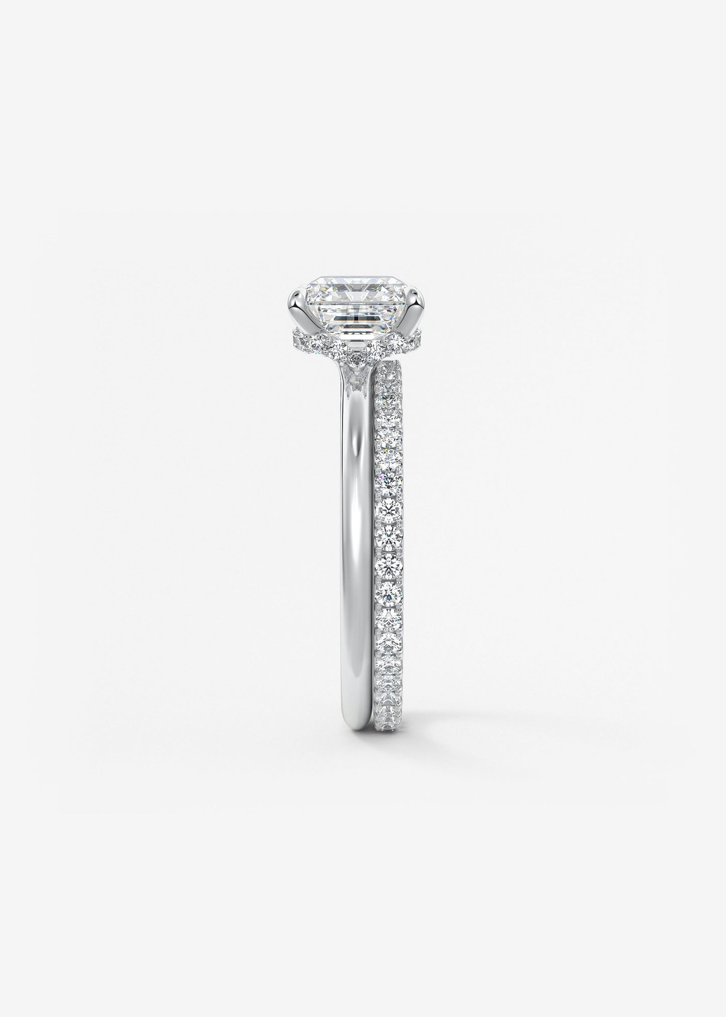 Asscher Hidden Halo Lab Grown Diamond Engagement Ring