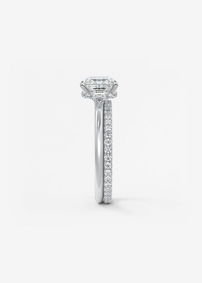 Asscher Hidden Halo Lab Grown Diamond Engagement Ring