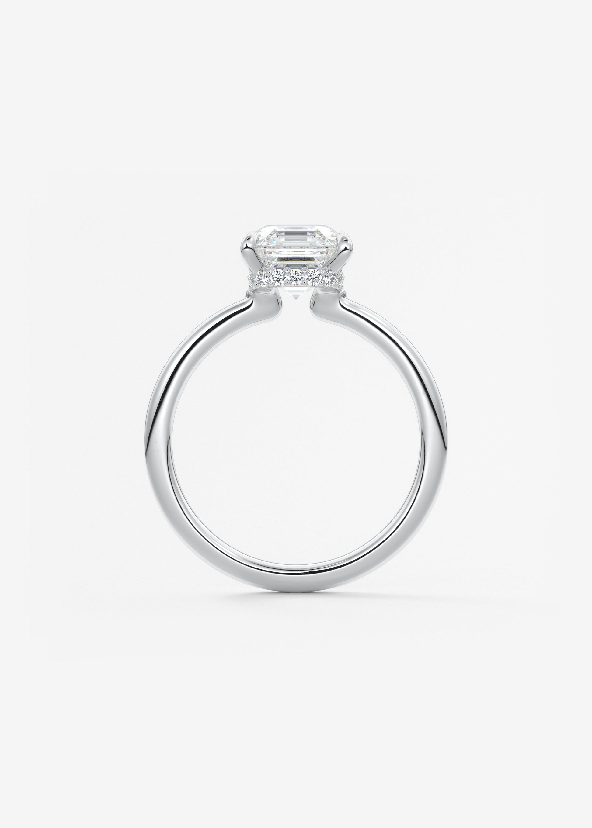 Asscher Hidden Halo Lab Grown Diamond Engagement Ring