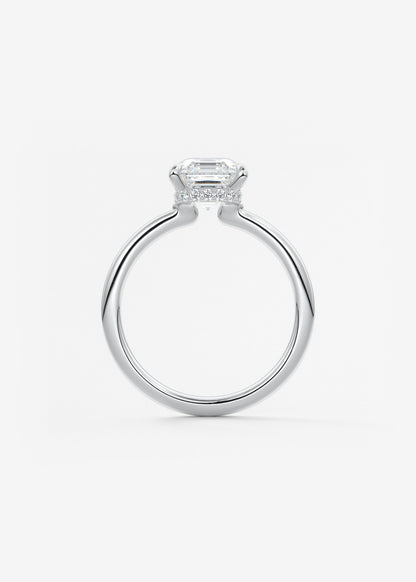 Asscher Hidden Halo Lab Grown Diamond Engagement Ring