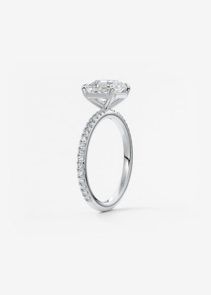 Asscher Pave Lab Grown Diamond Engagement Ring