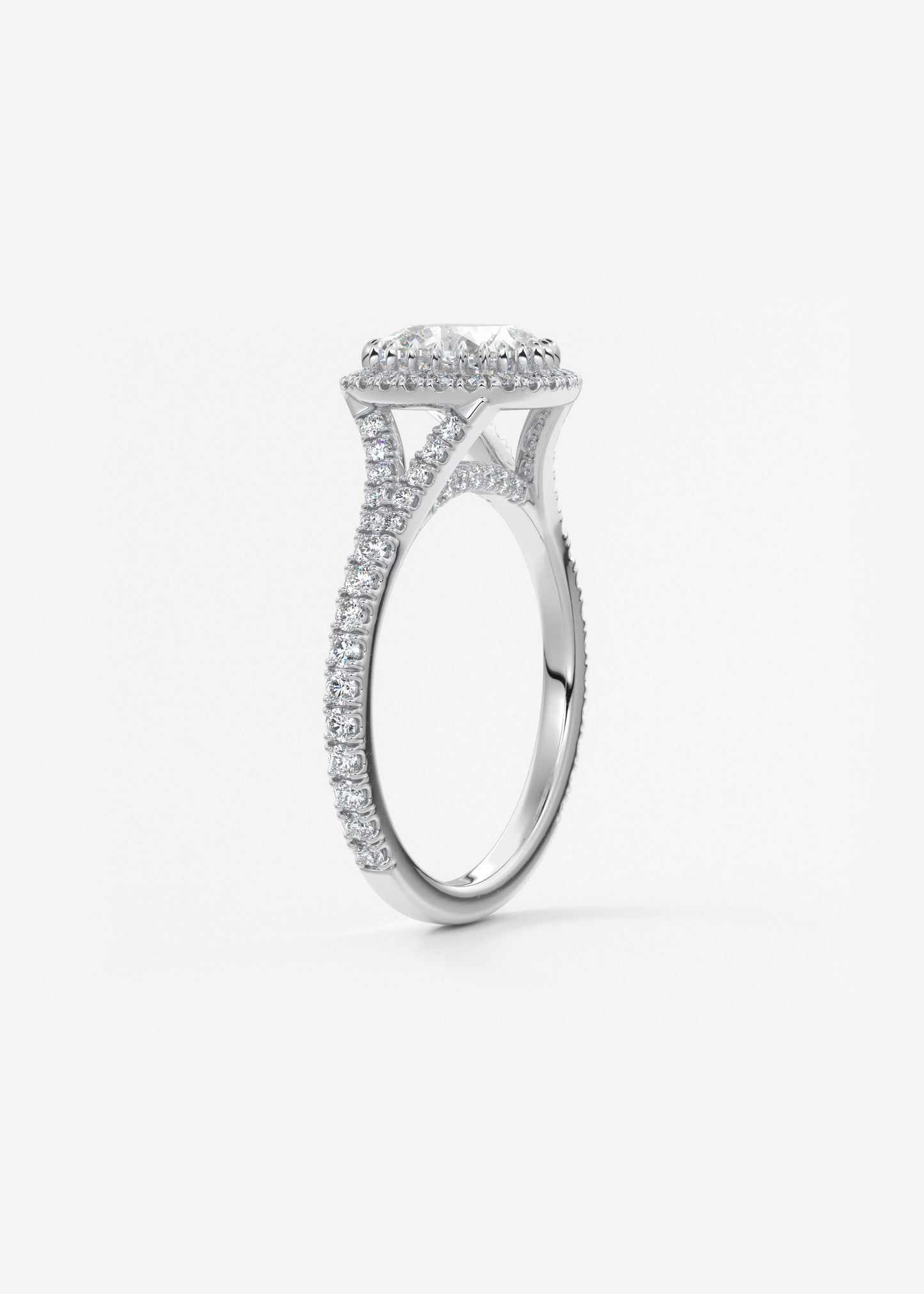 Cushion Halo & Pave , Split Shank Lab Grown Diamond Engagement Ring