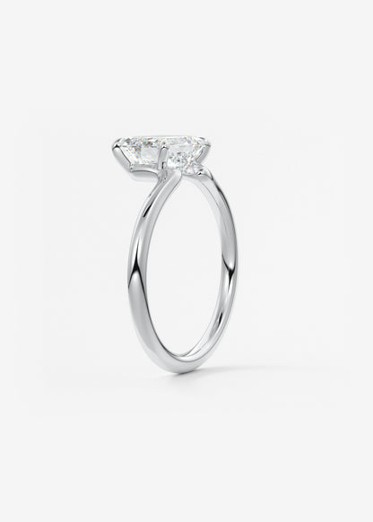 Emerald Solitaire Lab Grown Diamond Engagement Ring