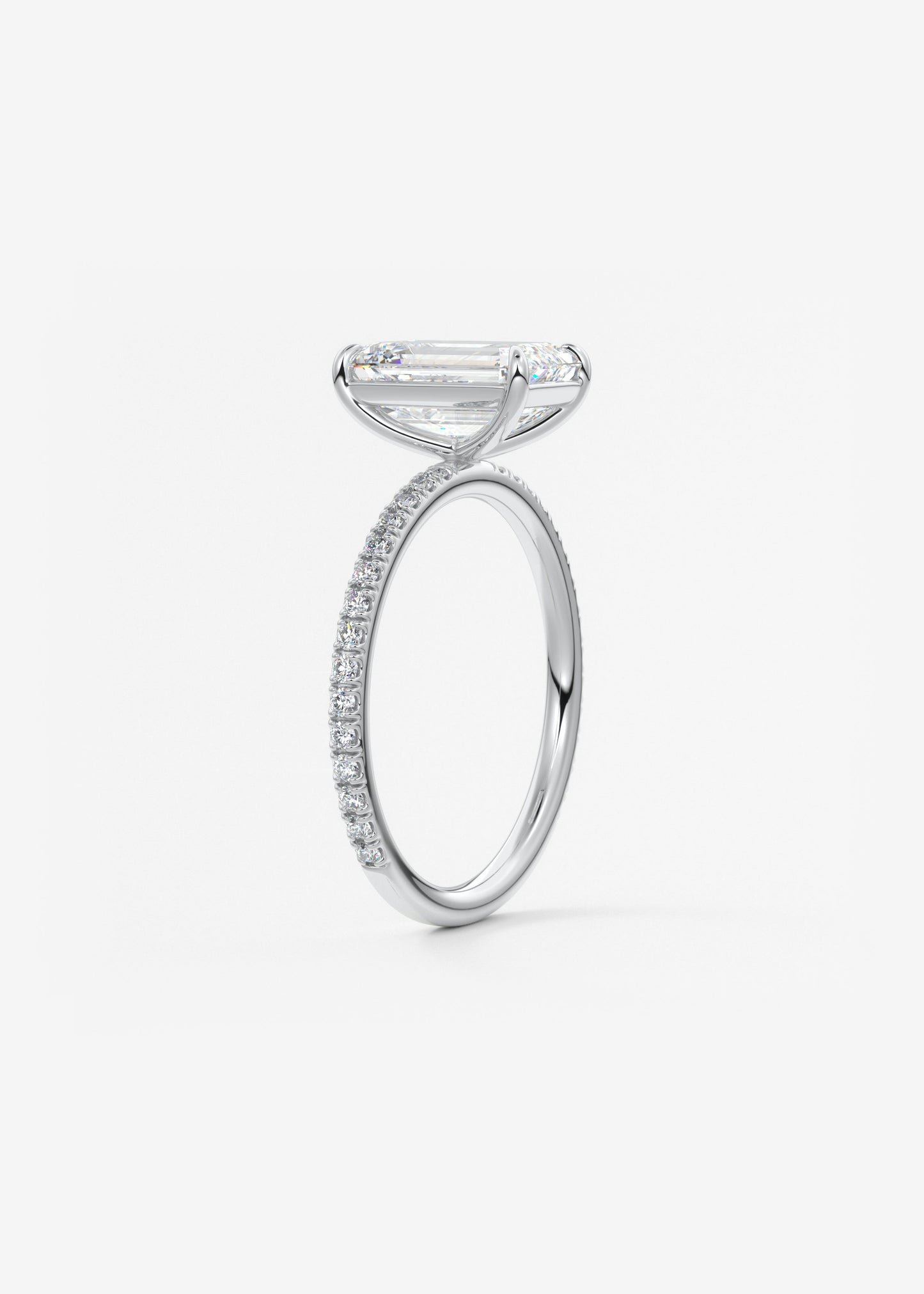Emerald Pave Lab Grown Diamond Engagement Ring