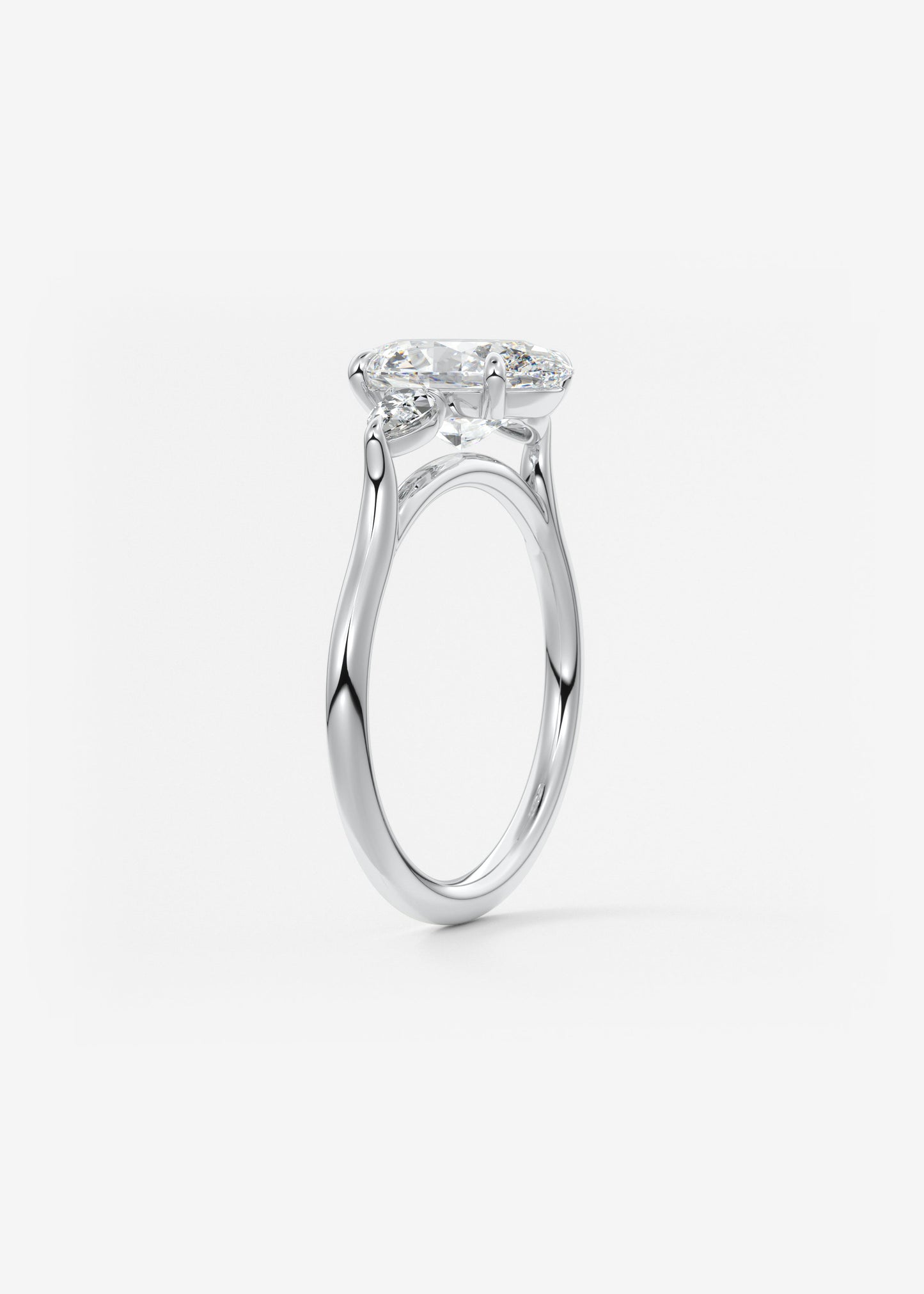 Oval Three Stone Lab Grown Diamond Engagement Ring