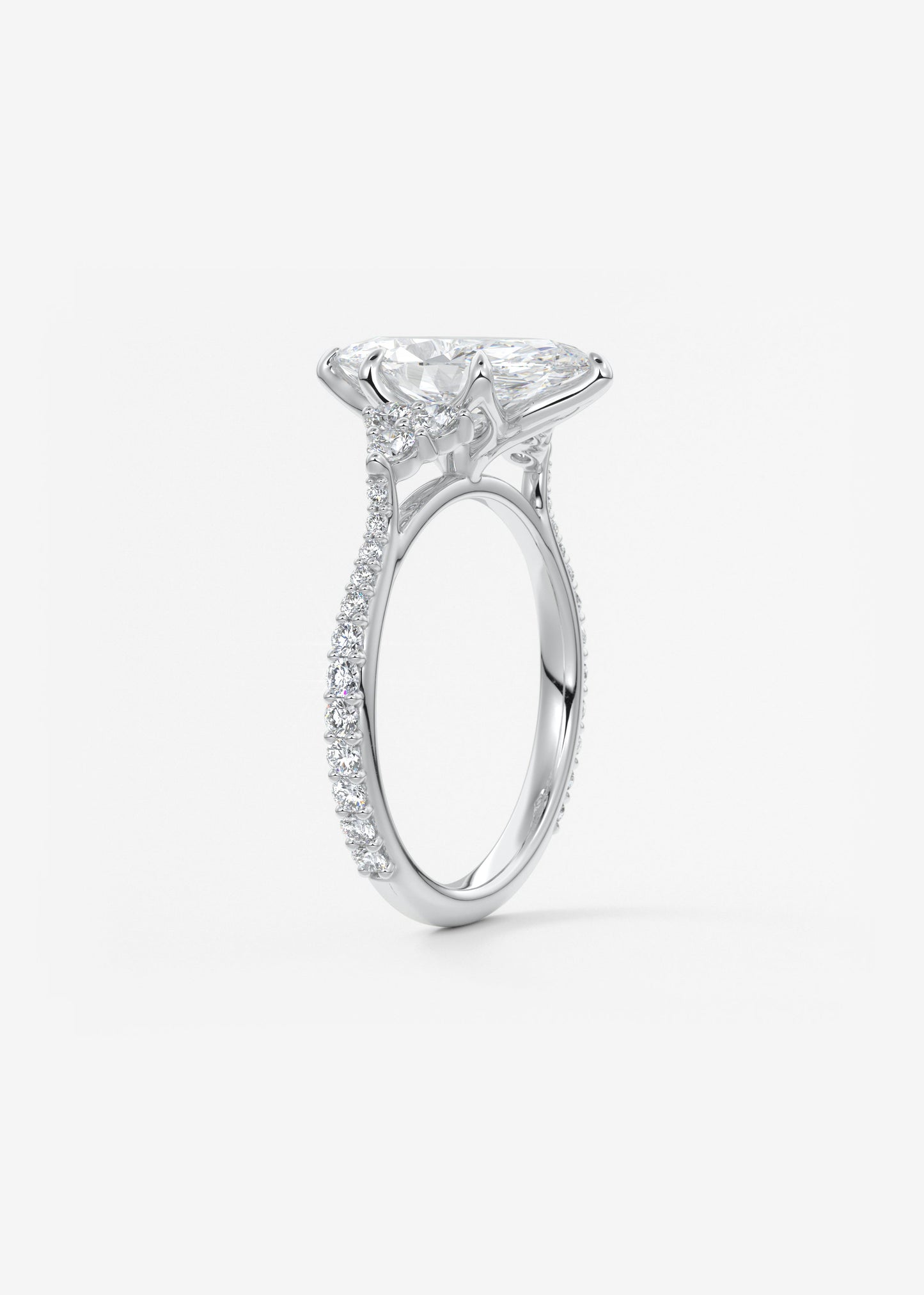 Marquise Cluster Lab Grown Diamond Engagement Ring