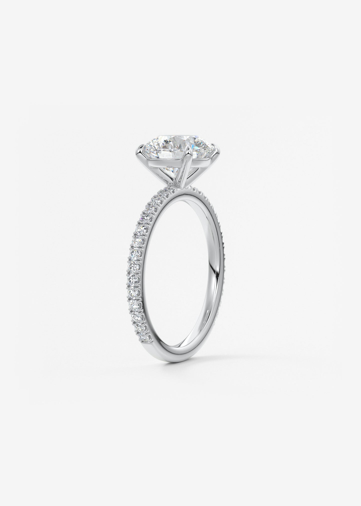 Round Pave Lab Grown Diamond Engagement Ring