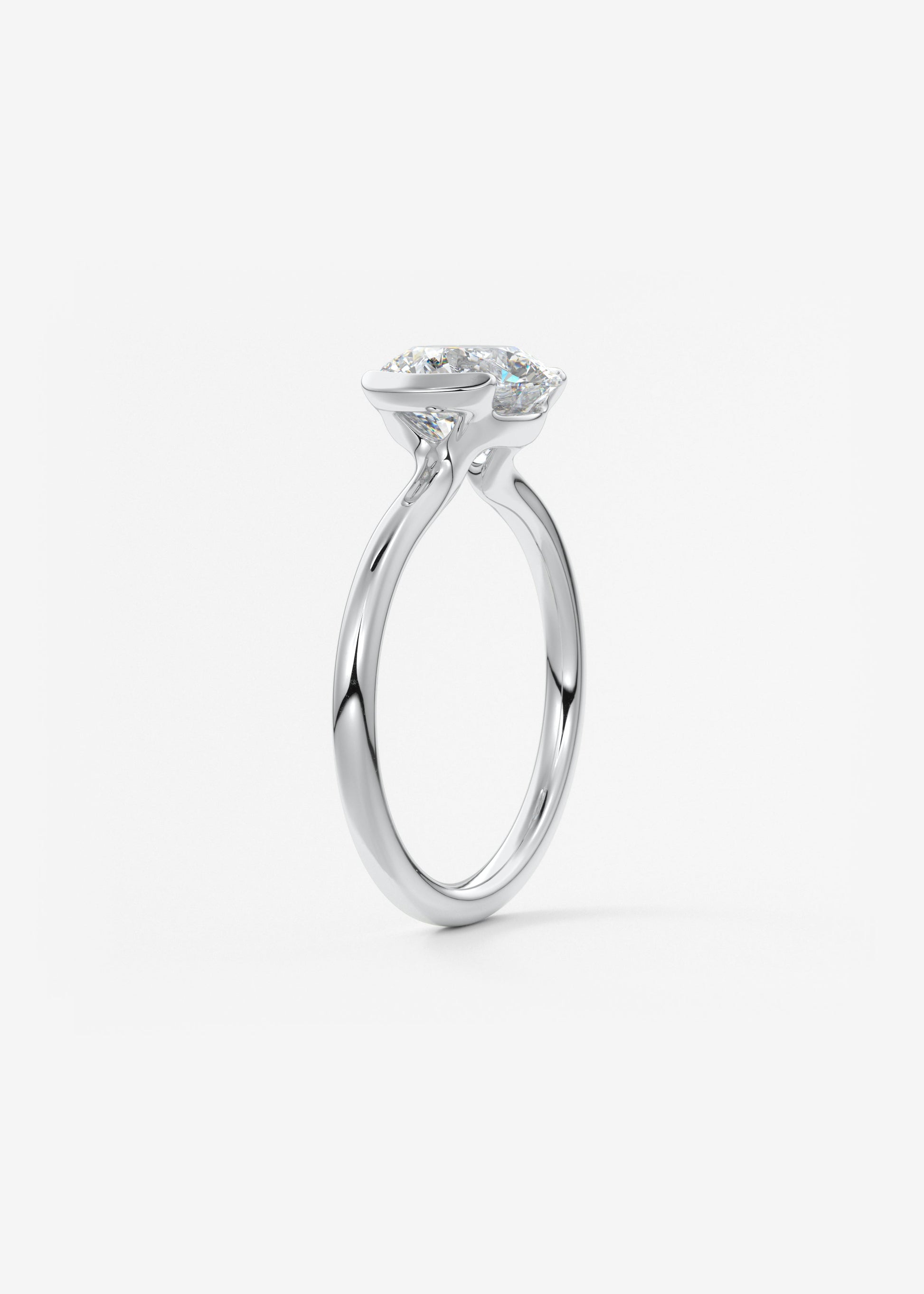 Round Half Bezel Lab Grown Diamond Engagement Ring