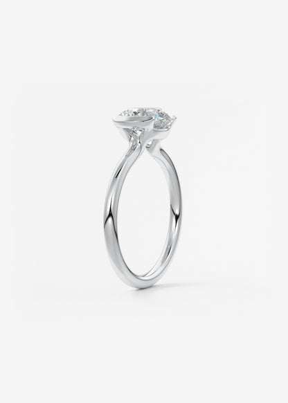 Round Half Bezel Lab Grown Diamond Engagement Ring