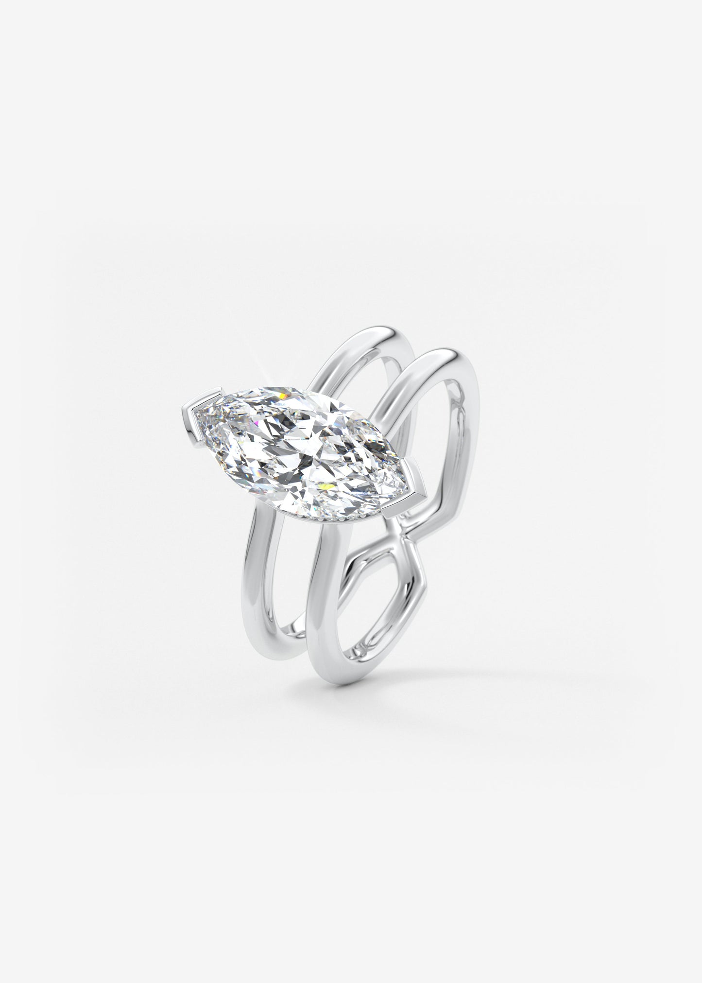 Marquise Cathedral Lab Grown Diamond Engagement Ring