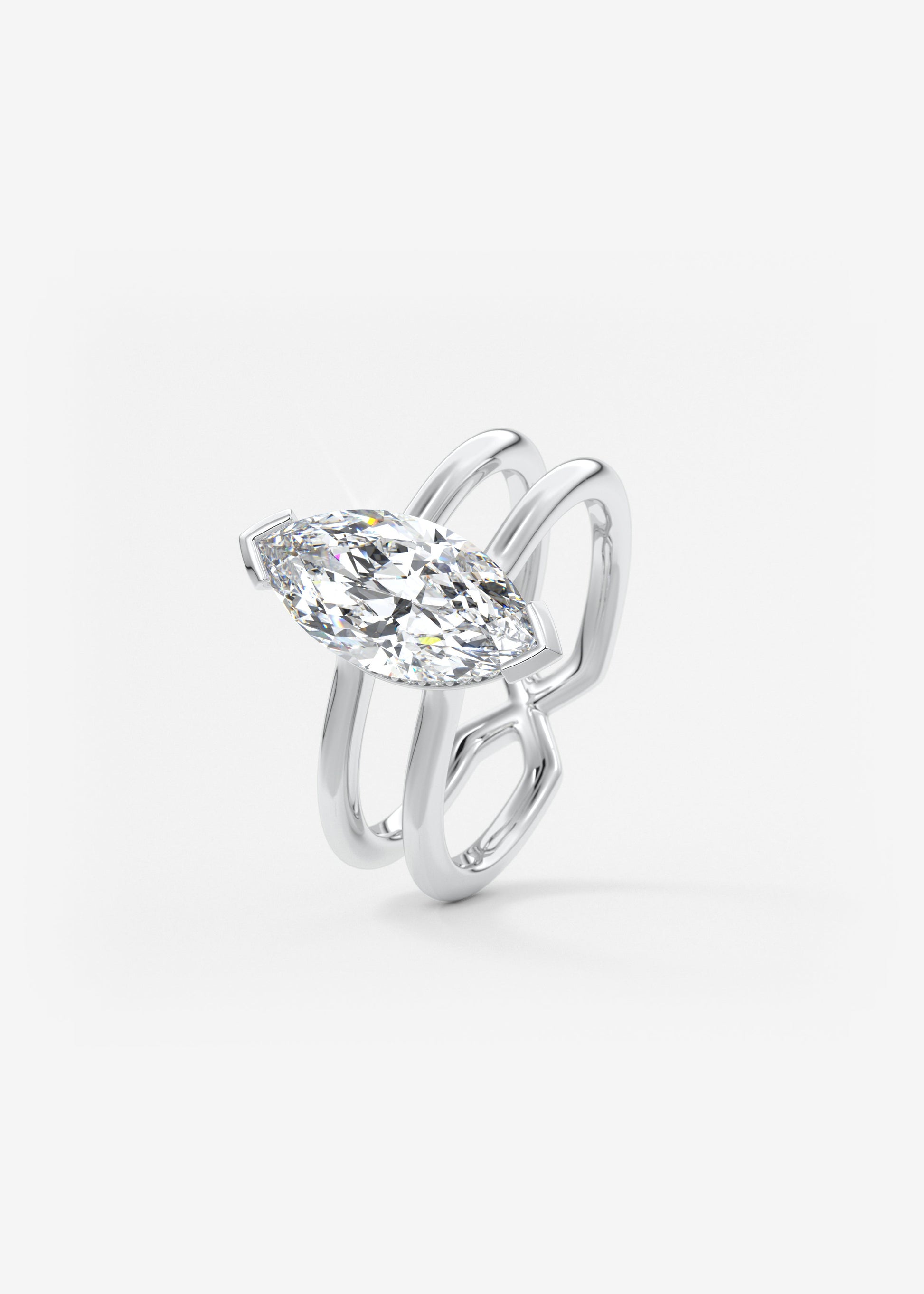 Marquise Cathedral Lab Grown Diamond Engagement Ring
