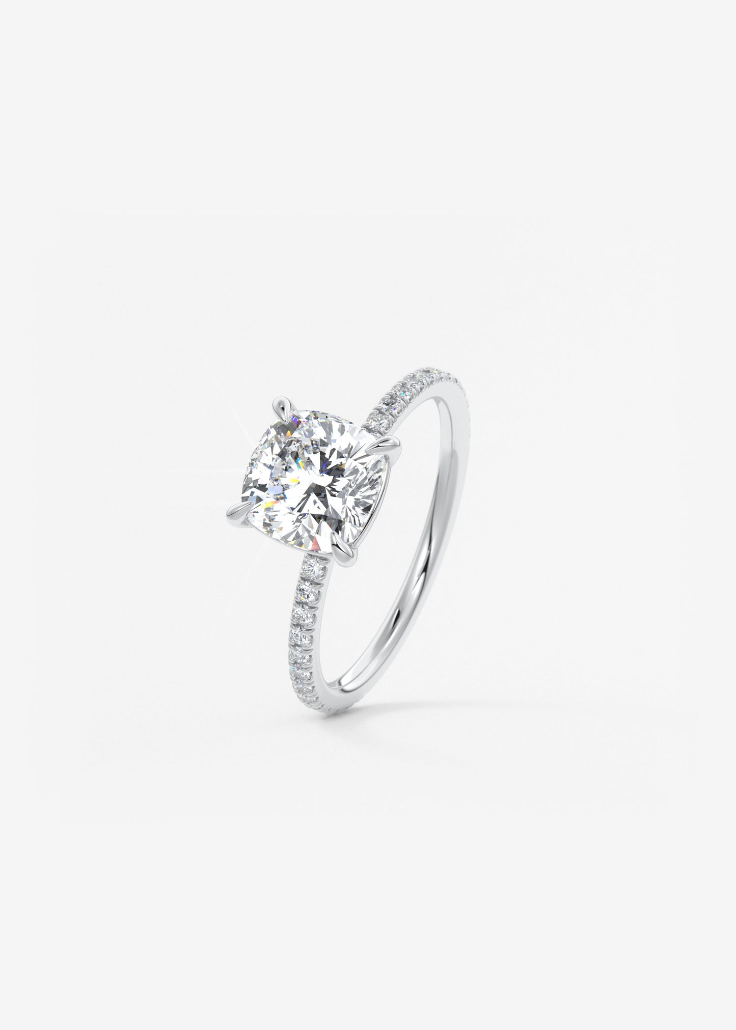 Cushion Pave Lab Grown Diamond Engagement Ring