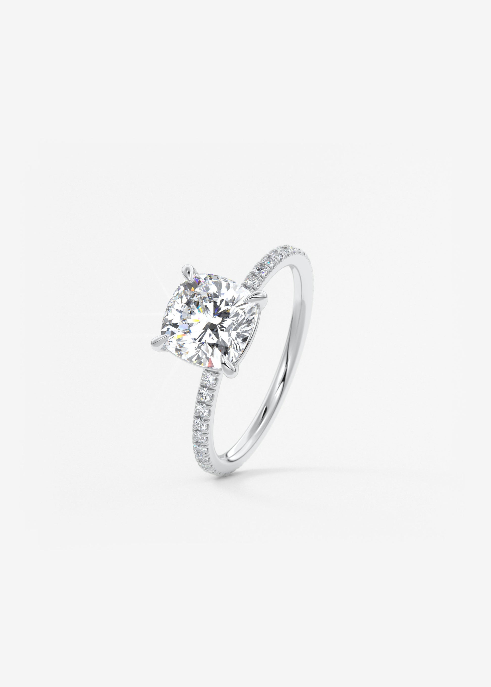 Cushion Pave Lab Grown Diamond Engagement Ring
