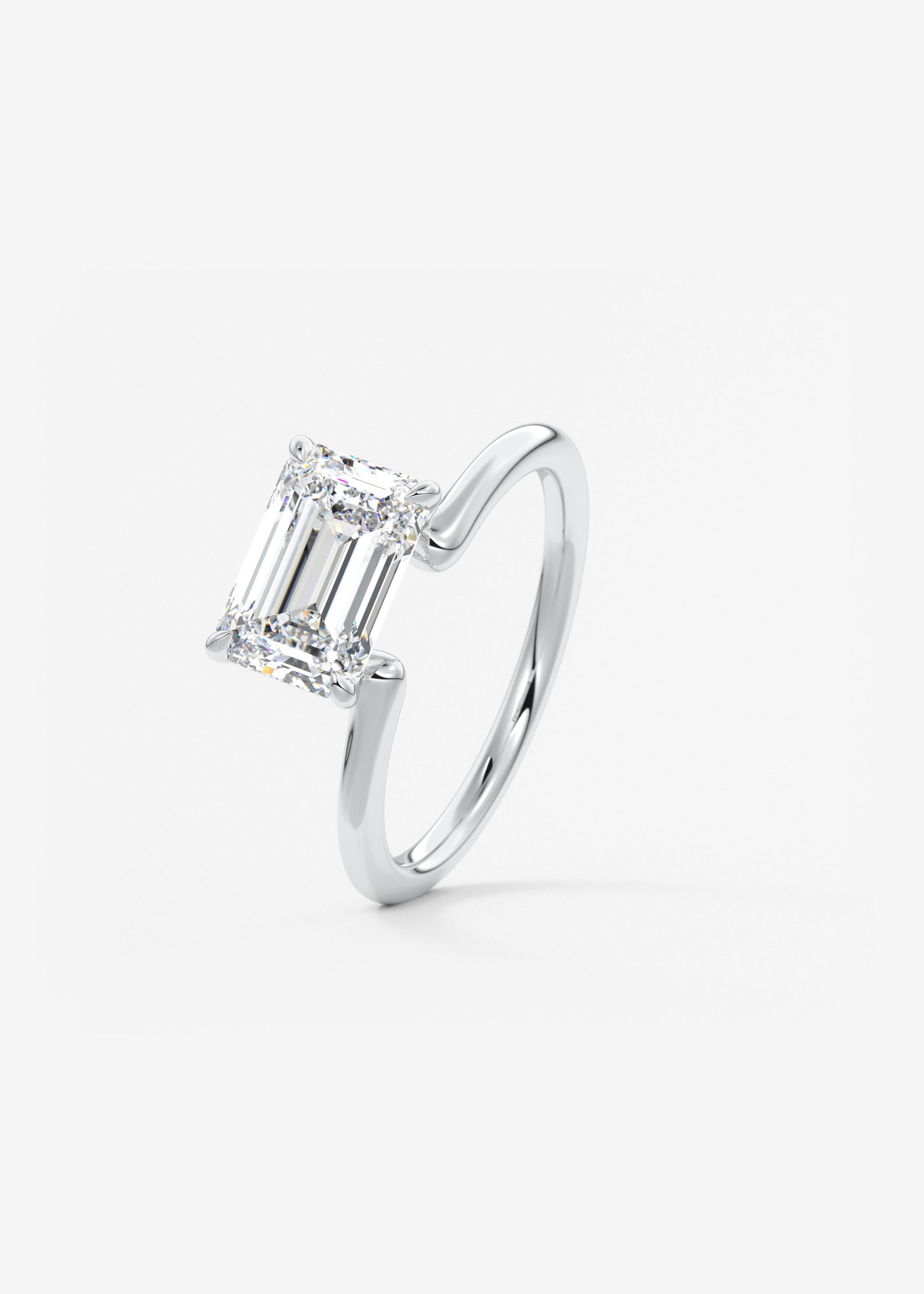 Emerald Solitaire Lab Grown Diamond Engagement Ring