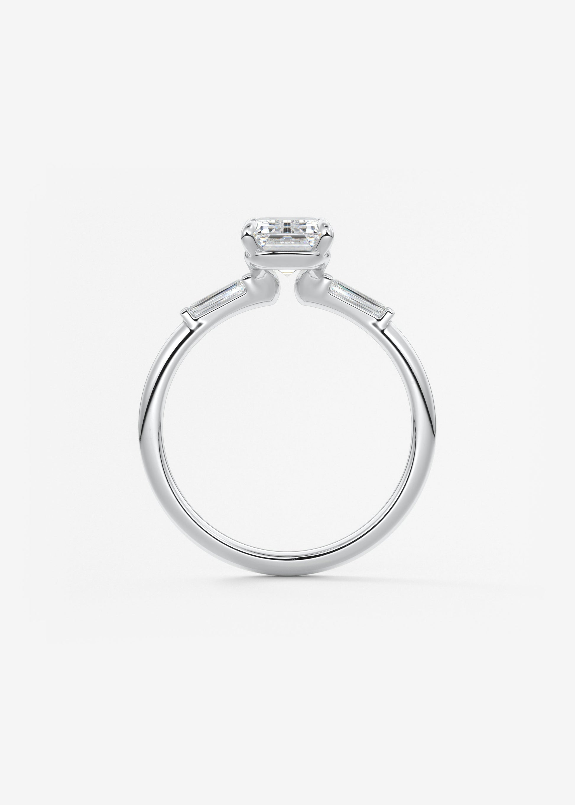 Emerald Three Stone Lab Grown Diamond Engagement Ring