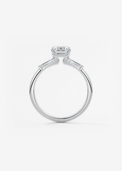 Emerald Three Stone Lab Grown Diamond Engagement Ring