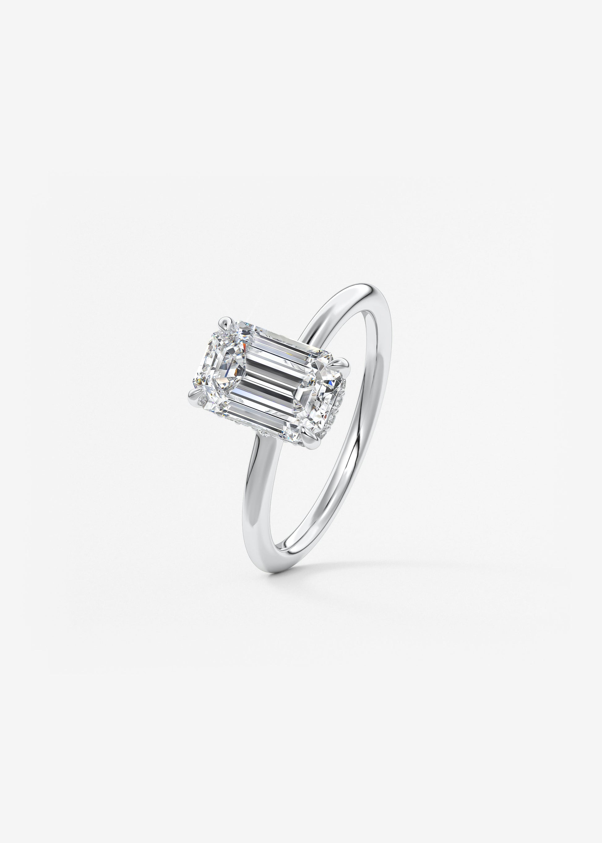 Emerald Hidden Halo Lab Grown Diamond Engagement Ring