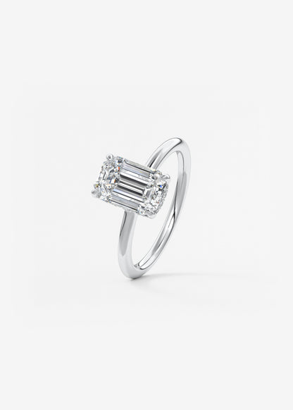 Emerald Hidden Halo Lab Grown Diamond Engagement Ring