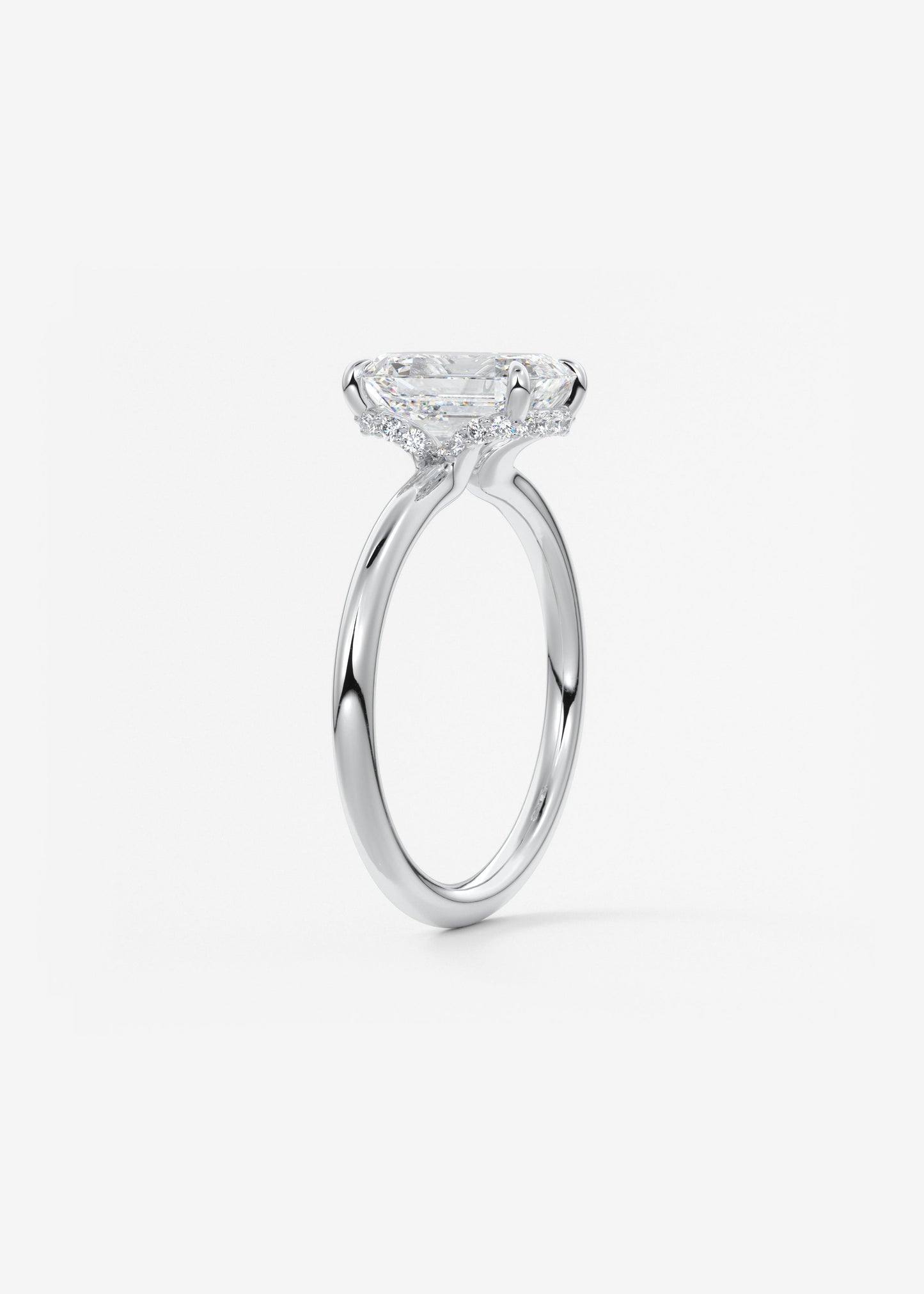 Emerald Hidden Halo Lab Grown Diamond Engagement Ring