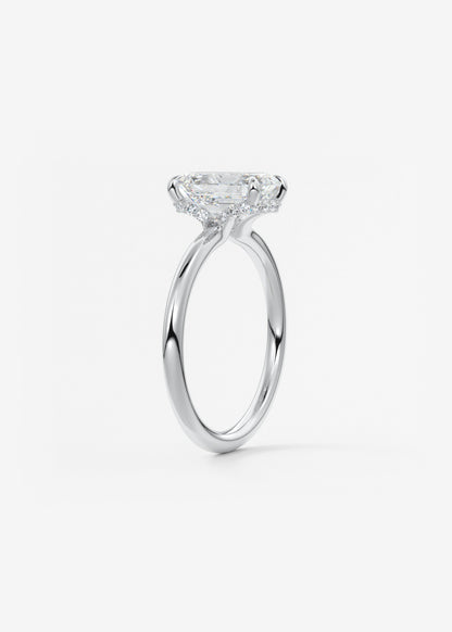Emerald Hidden Halo Lab Grown Diamond Engagement Ring